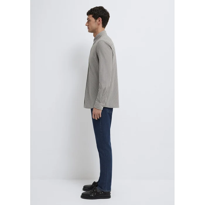 Mavi 0211404-91582 Çizgili Gri Gömlek