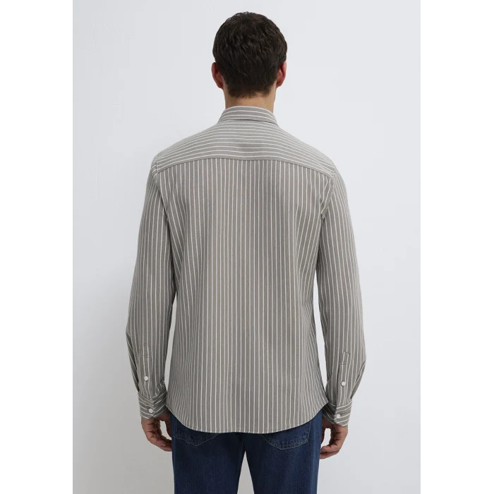 Mavi 0211404-91582 Çizgili Gri Gömlek