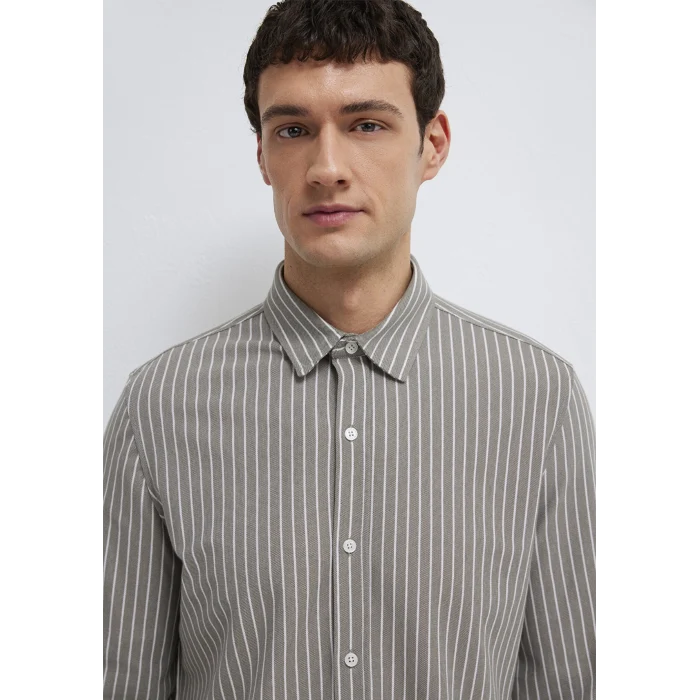 Mavi 0211404-91582 Çizgili Gri Gömlek