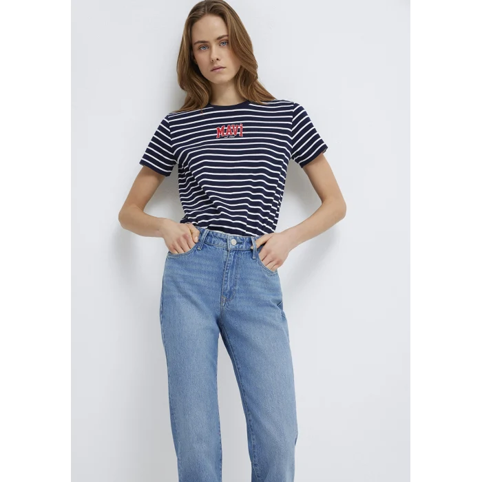 Mavi 1613562-88030 Mavi Logo Baskılı Lacivert Tişört