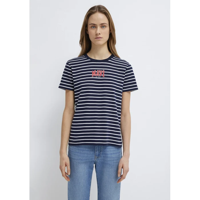 Mavi 1613562-88030 Mavi Logo Baskılı Lacivert Tişört