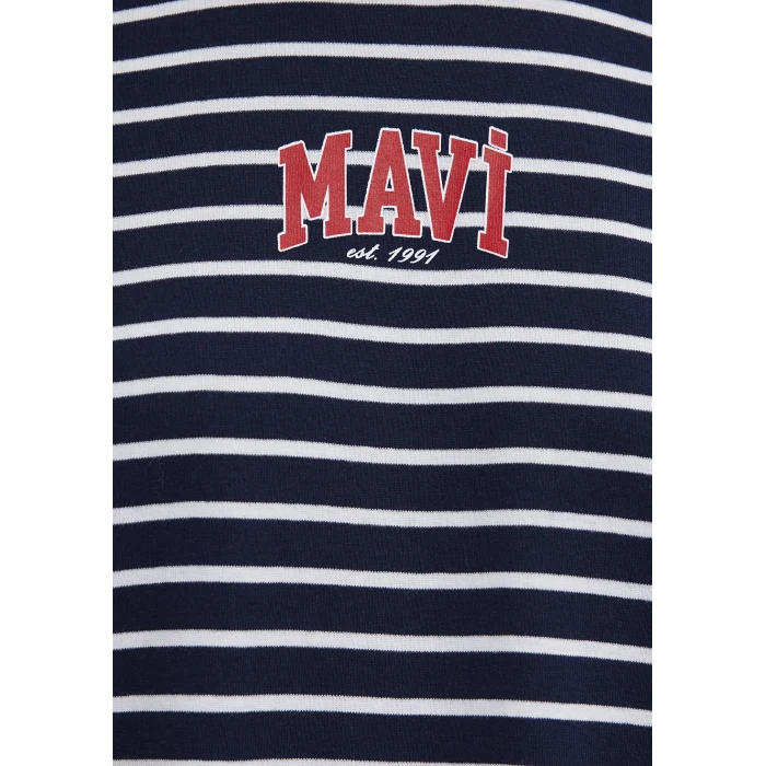 Mavi 1613562-88030 Mavi Logo Baskılı Lacivert Tişört