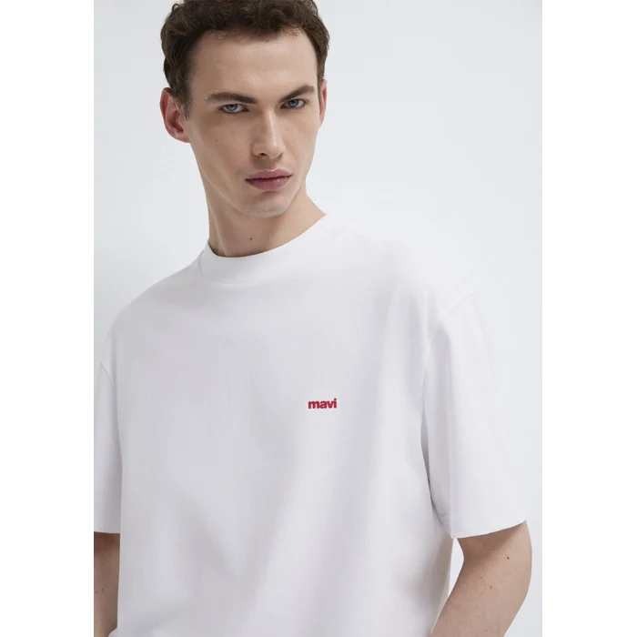 Mavi 0612216-620 Mavi Logo Baskılı Beyaz Basic Tişört