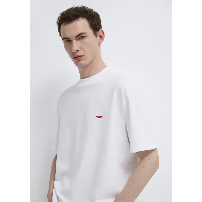 Mavi 0612216-620 Mavi Logo Baskılı Beyaz Basic Tişört