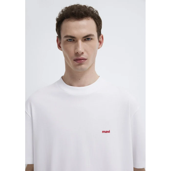 Mavi 0612216-620 Mavi Logo Baskılı Beyaz Basic Tişört