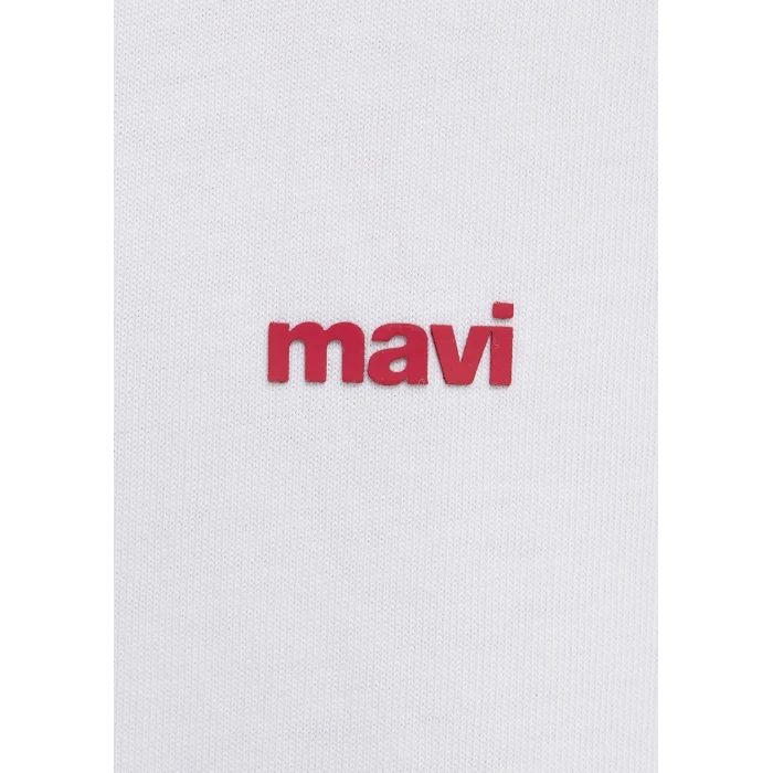 Mavi 0612216-620 Mavi Logo Baskılı Beyaz Basic Tişört