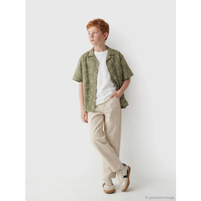 LCW Kids Bej Regular Fit Erkek Çocuk Gabardin Pantolon