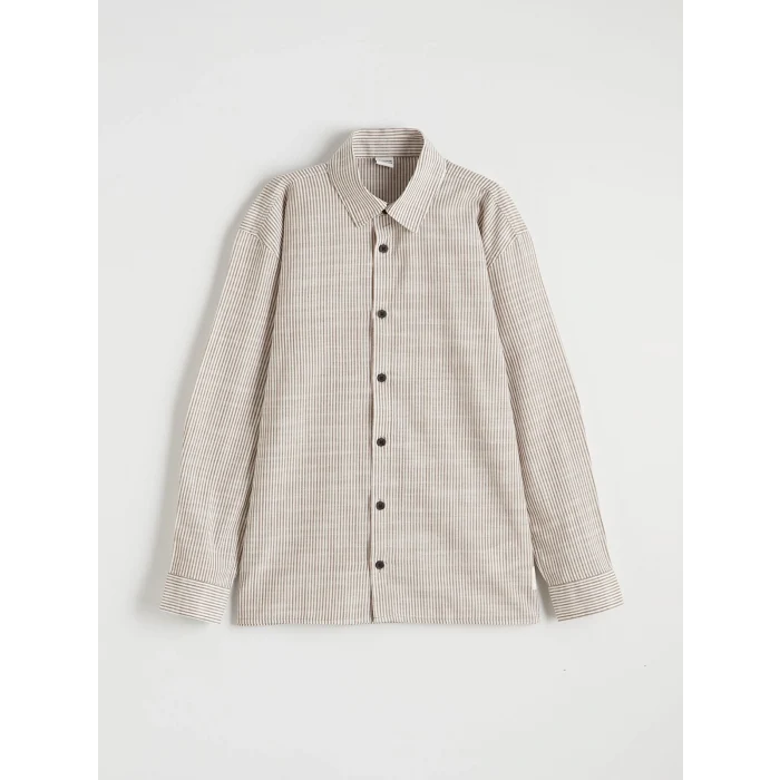 LCW Kids Kahverengi Çizgili Erkek Çocuk Gömlek