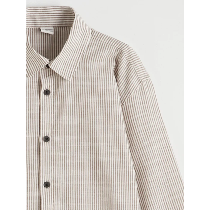 LCW Kids Kahverengi Çizgili Erkek Çocuk Gömlek