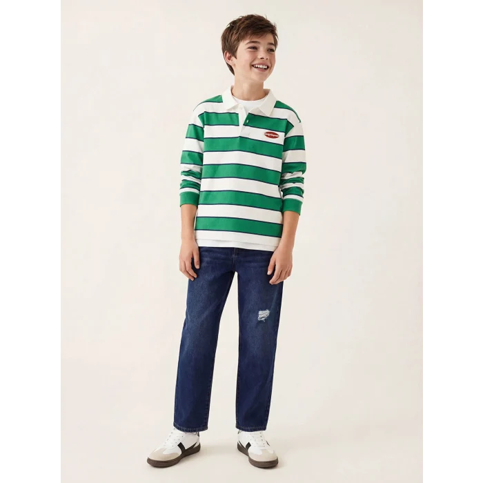 LCW Kids İndigo Yırtık Detaylı Erkek Çocuk Jean Pantolon