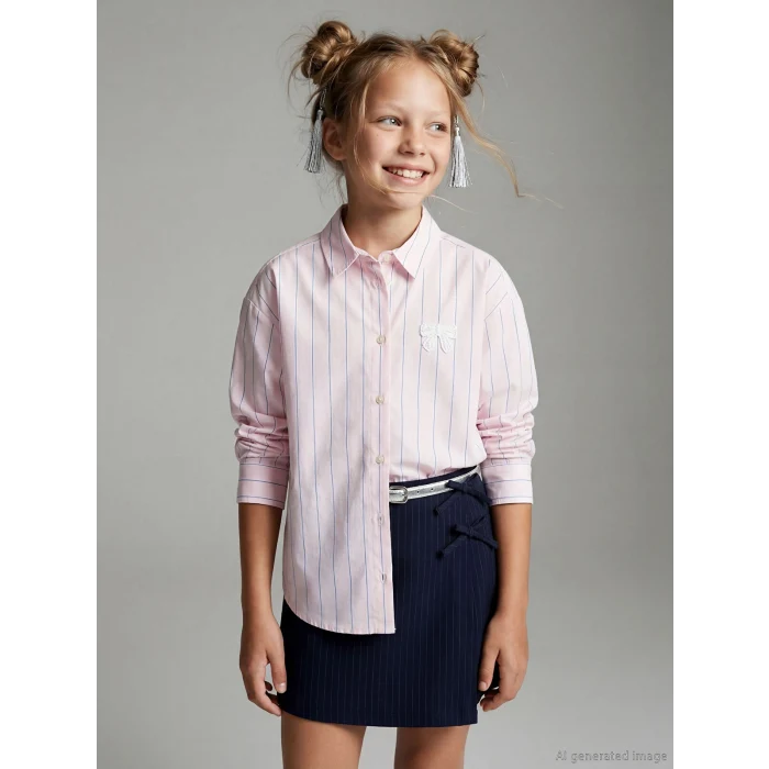 LCW Kids Pembe Çizgili Kız Çocuk Gömlek