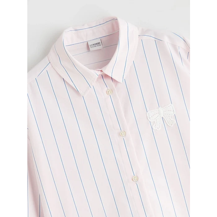LCW Kids Pembe Çizgili Kız Çocuk Gömlek