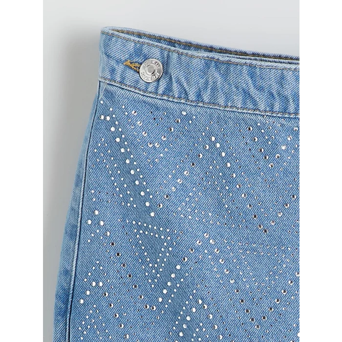 LCW Kids İndigo Taşlı Kız Çocuk Jean Şort Etek