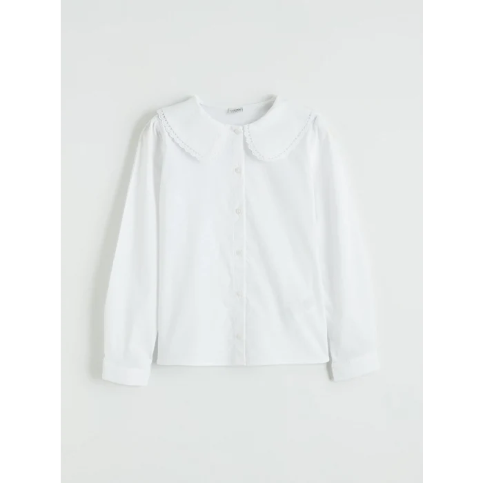 LCW Kids Beyaz Bebe Yaka Kız Çocuk Gömlek