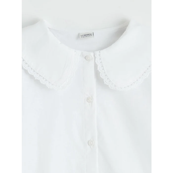 LCW Kids Beyaz Bebe Yaka Kız Çocuk Gömlek
