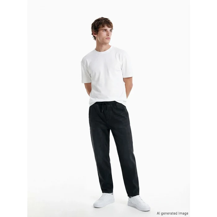 LCW Jeans Siyah Beli Lastikli Erkek Jean Pantolon