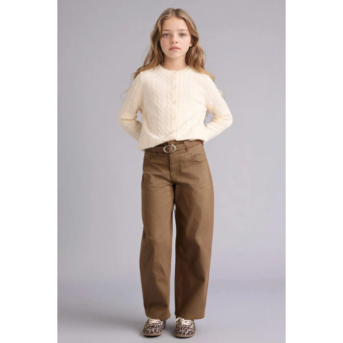 Defacto G7732A8BG150 Bej Baggy Fıt Gabardin Pantolon Kız Çocuk