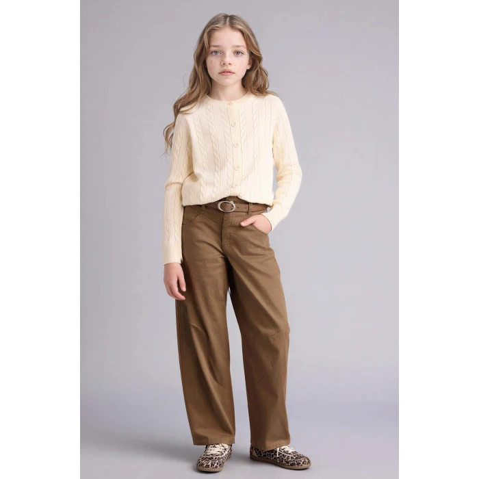 Defacto G7732A8BG150 Bej Baggy Fıt Gabardin Pantolon Kız Çocuk
