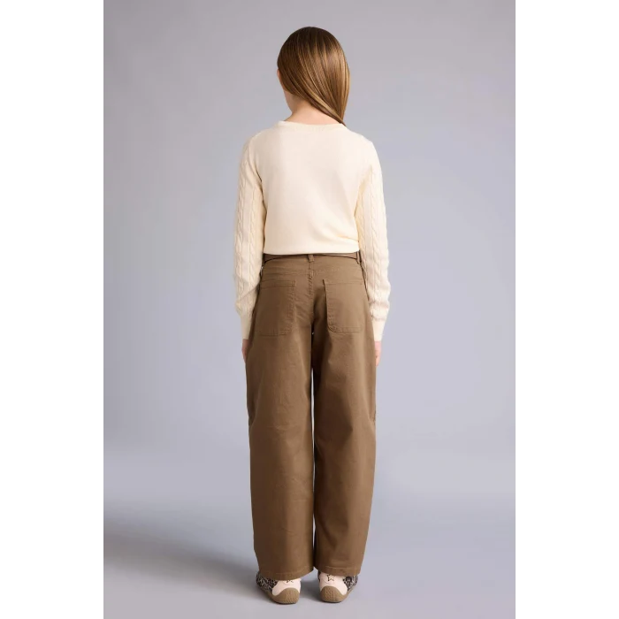 Defacto G7732A8BG150 Bej Baggy Fıt Gabardin Pantolon Kız Çocuk