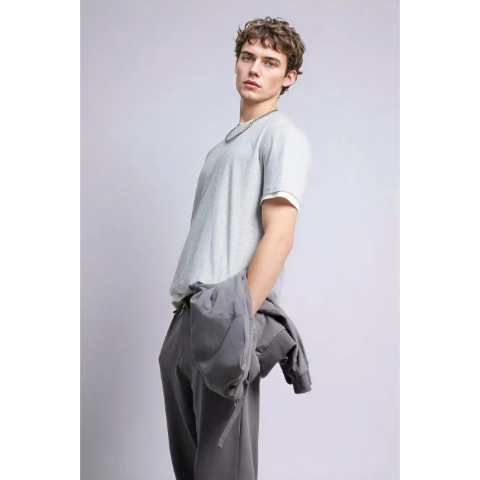 Defacto V7699AZGR210 Gri %100 Pamuk Basic Tişört