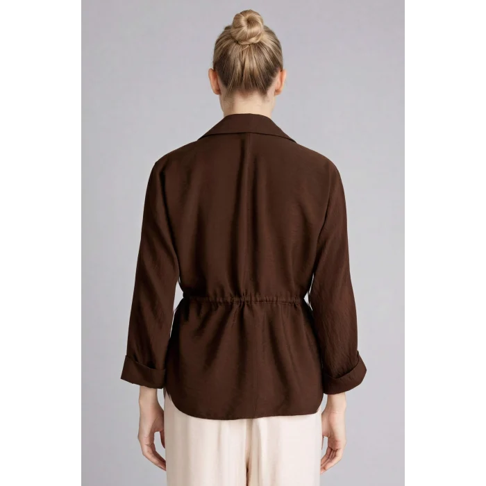 Defacto G3269AXBN539 Kahve Relax Fıt Gömlek Yaka Uzun Kollu Gömlek