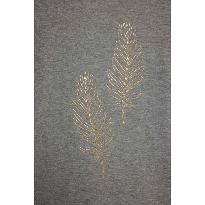 Defacto H1203AXAR53 Antrasit Relax Fıt Bisiklet Yaka Taş Baskılı Uzun Kollu Tişört