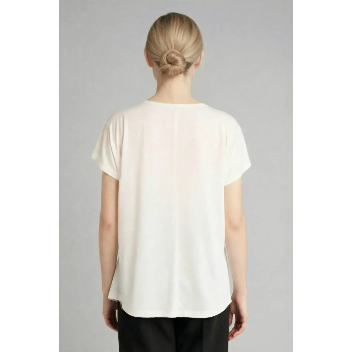Defacto G3285AXWT32 Beyaz Kayık Yaka Taş Baskılı Kısa Kollu Tişört