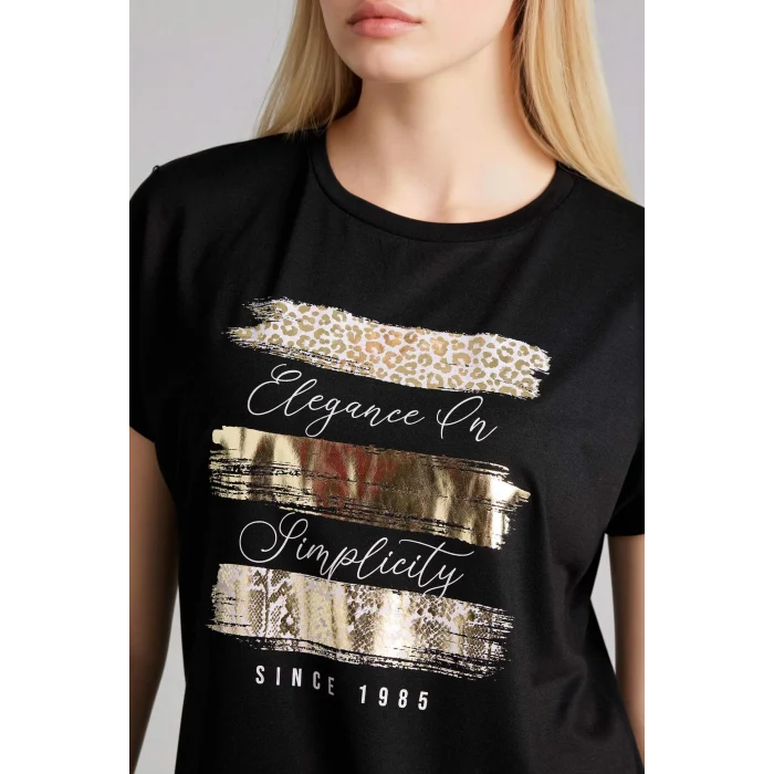 Defacto H1393AXBK81 Siyah Relax Fıt Baskılı Tişört