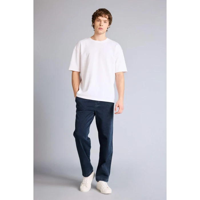 Defacto G9240AXNM83 İndigo Yumuşak Dokulu Wide Leg Jean Pantolon