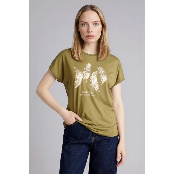 Defacto G9261AXKH21 Haki Baskılı Kısa Kollu Tişört