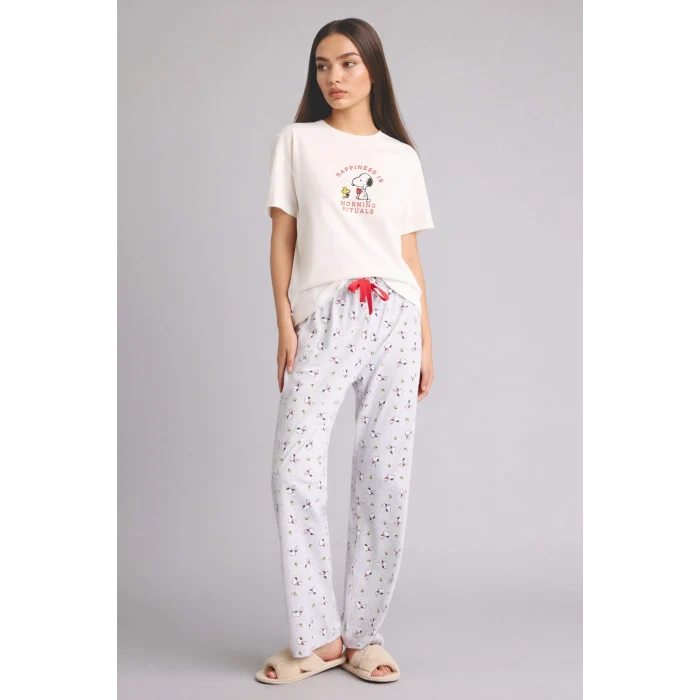 Defacto G8320AXGR93 Gri Snoopy Regular Fıt Kısa Kollu 2li Takım