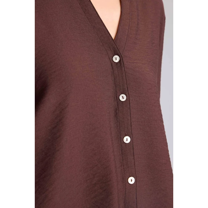 Defacto M9407AZBN341 Kahve Regular Fıt Uzun Kollu Gömlek