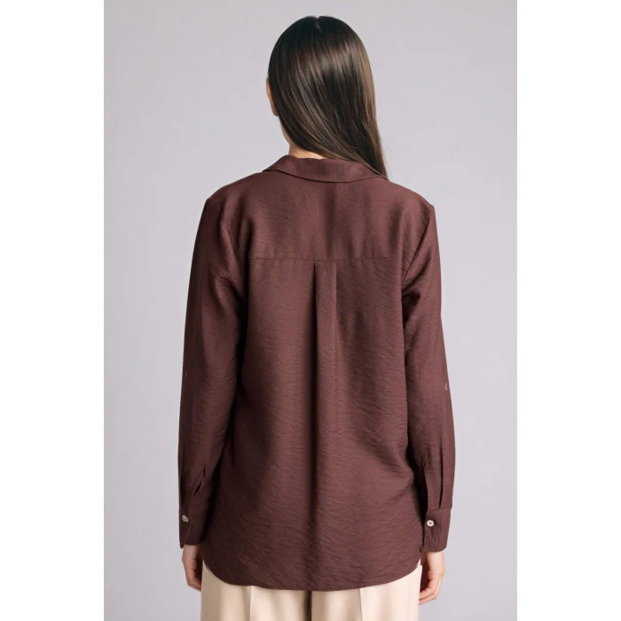 Defacto M9407AZBN341 Kahve Regular Fıt Uzun Kollu Gömlek