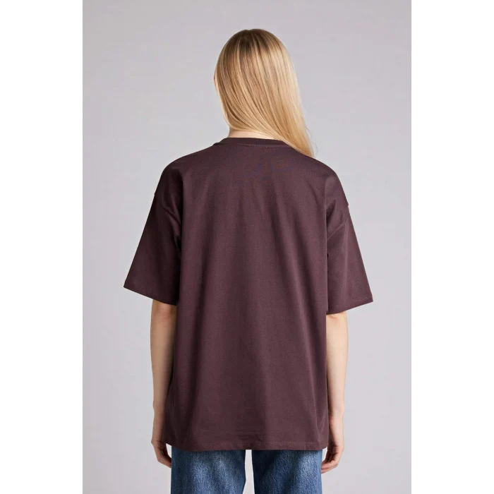 Defacto H1405AXBN340 Kahve Oversıze Baskılı Tişört