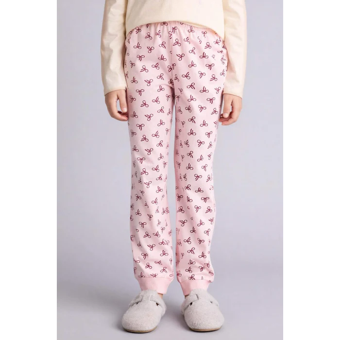 Defacto H0105A8ER233 Ekru %100 Pamuklu 2li Pijama Takımı Kız Çocuk