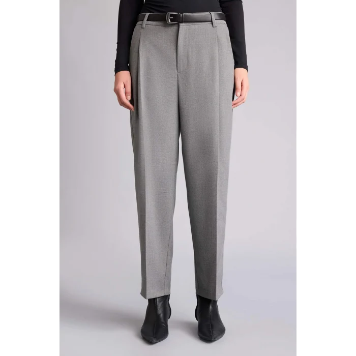 Defacto G7830AXGR394 Gri Carrot Fıt Çift Cepli Yüksek Bel Düz Paça Pantolon