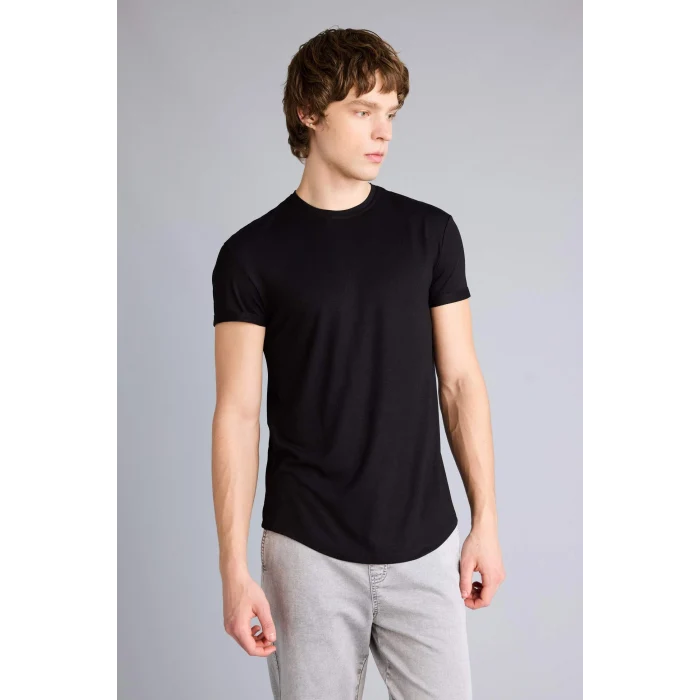 Defacto N2104AZBK81 Siyah Long Muscle Fit Bisiklet Yaka Kısa Kollu Tişört