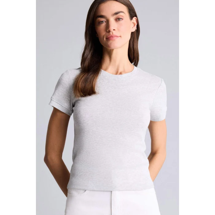 Defacto H1354AXGR93 Gri Slım Fıt Basıc Ribana Tişört