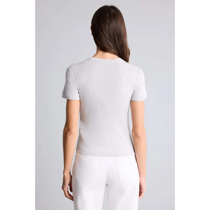 Defacto H1354AXGR93 Gri Slım Fıt Basıc Ribana Tişört