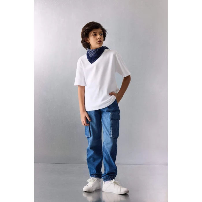 Defacto F9711A8NM28 Mavi Jogger Fıt Jean Pantolon Erkek Çocuk