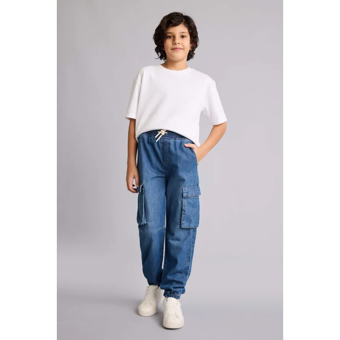 Defacto F9711A8NM28 Mavi Jogger Fıt Jean Pantolon Erkek Çocuk