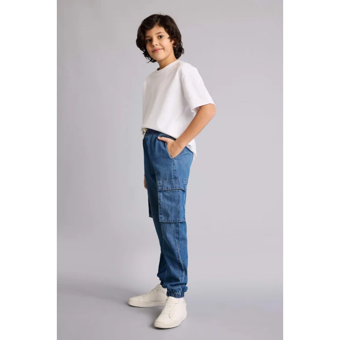 Defacto F9711A8NM28 Mavi Jogger Fıt Jean Pantolon Erkek Çocuk