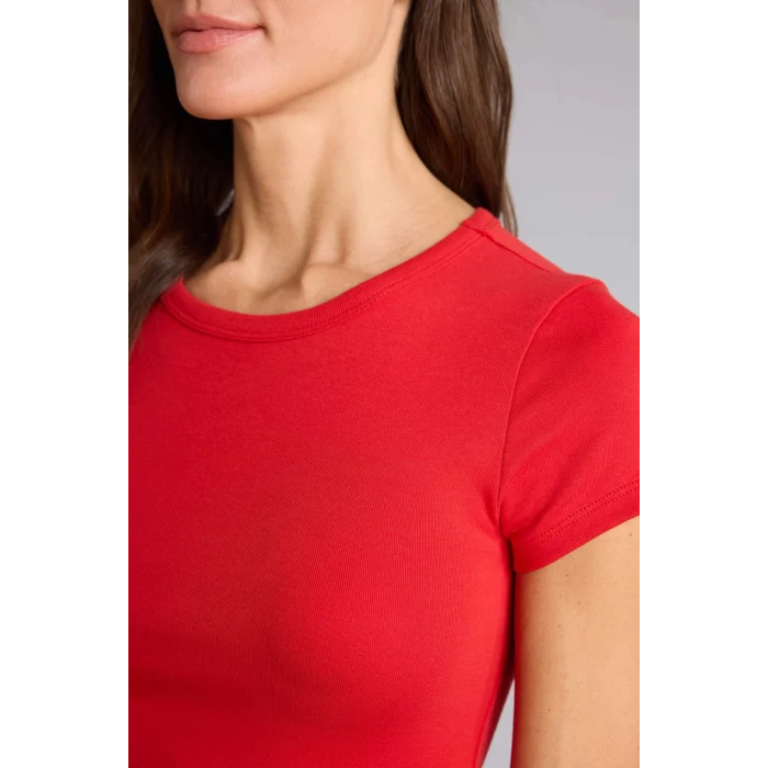 Defacto E0288AXRD79 Kırmızı Fıtted Ribana Tişört