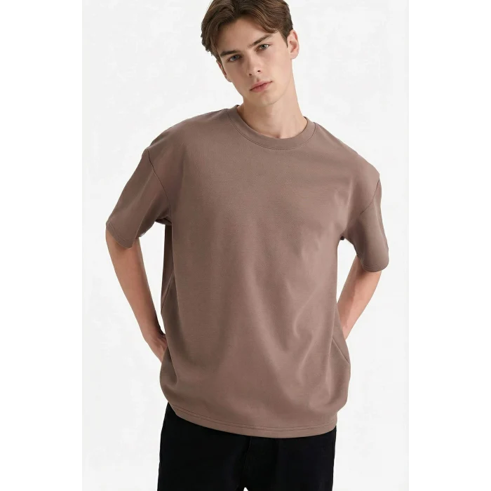 Defacto X3926AZBN571 Kahve Nefes Alabilen Oversize Tişört