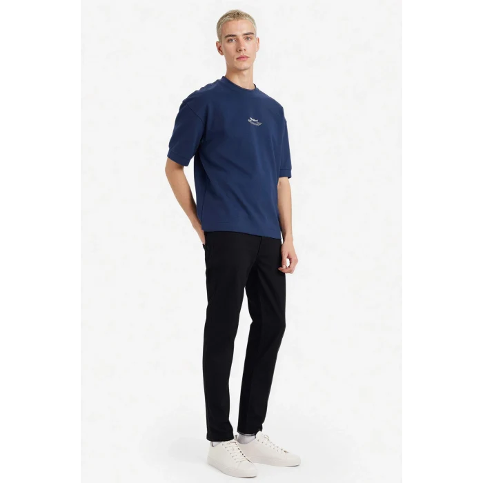 Defacto F8147AXNV241 Lacivert Nefes Alabilen Loose Fit Baskılı Tişört