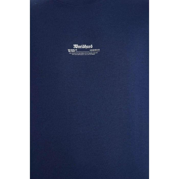 Defacto F8147AXNV241 Lacivert Nefes Alabilen Loose Fit Baskılı Tişört