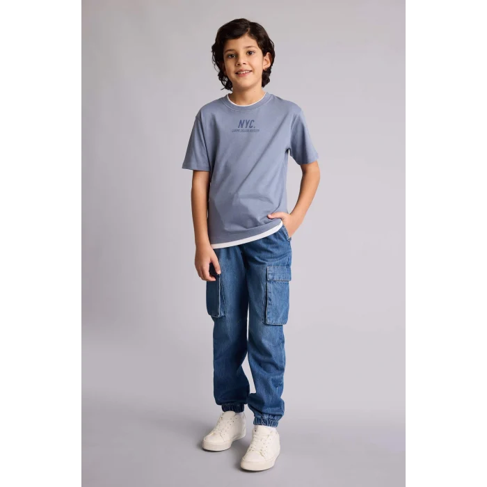 Defacto G7150A8GR171 Gri Baskılı Tişört Erkek Çocuk