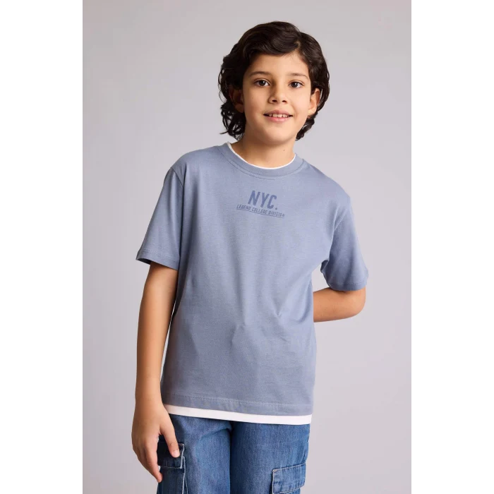 Defacto G7150A8GR171 Gri Baskılı Tişört Erkek Çocuk
