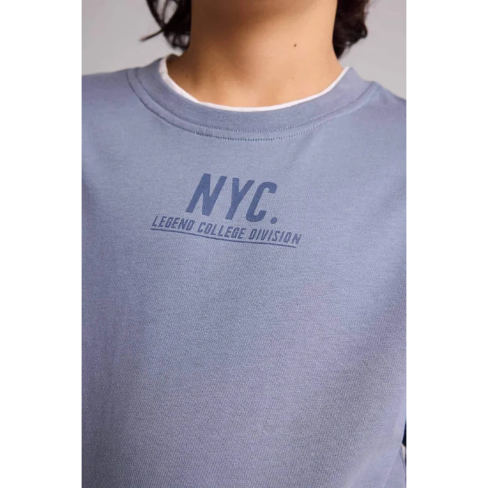 Defacto G7150A8GR171 Gri Baskılı Tişört Erkek Çocuk