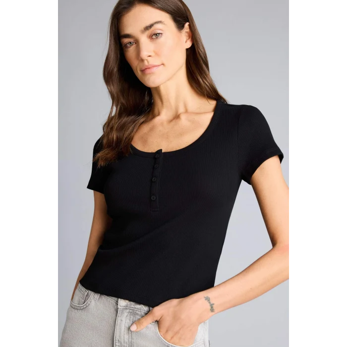 Defacto H2034AXBK81 Siyah Regular Fıt Basıc Düz Fitilli Kaşkorse Kısa Kollu Tişört